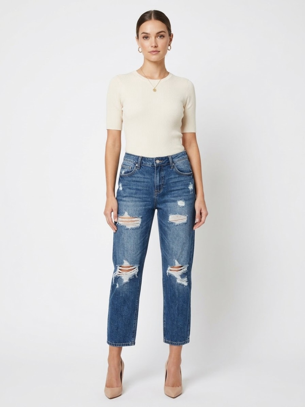 Cello Jeans Distressed Boyfriend Fit Women’s 7 | 100% Cotton Ripped Denim